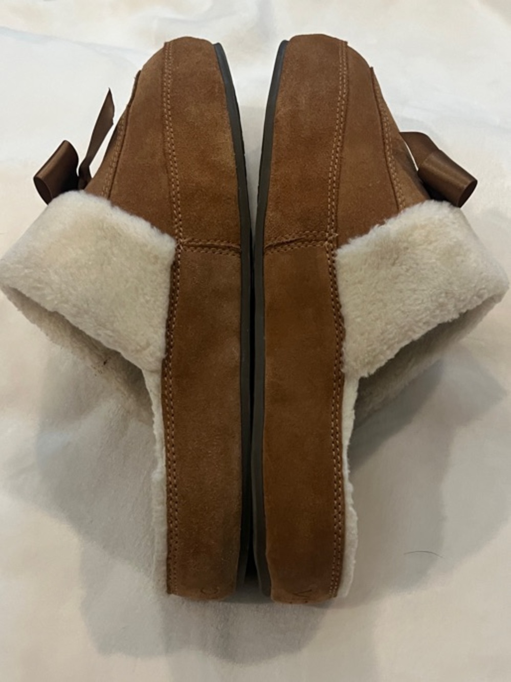 Vionic Nessie Faux-Shearling Bow Slip Brown size 9 - Picture 6 of 9